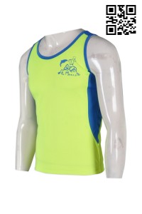 W169 訂製跑步背心  設計女裝跑步背心 功能性運動背心 度身訂製  團體運動衫設計 吸濕排汗運動衫 運動衫香港製造     螢光黃  撞色藍色